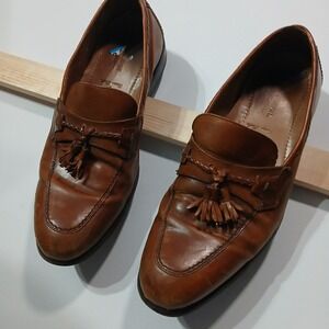 Johnston & Murphy Tassel Loafers Leather Dress Shoes Brown‎ Mens Size 10 wide